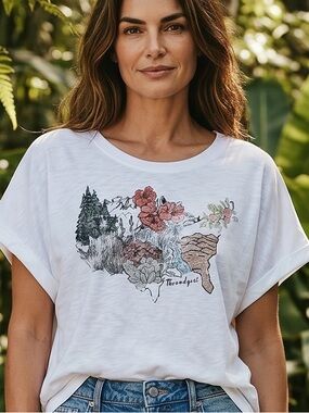 Threadgrit White Short-Sleeve Floral Graphic Tee NWT Extra Large XXL Black NEW
